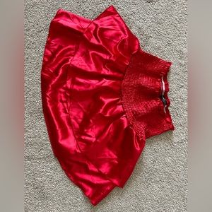 Silky red mini skirt